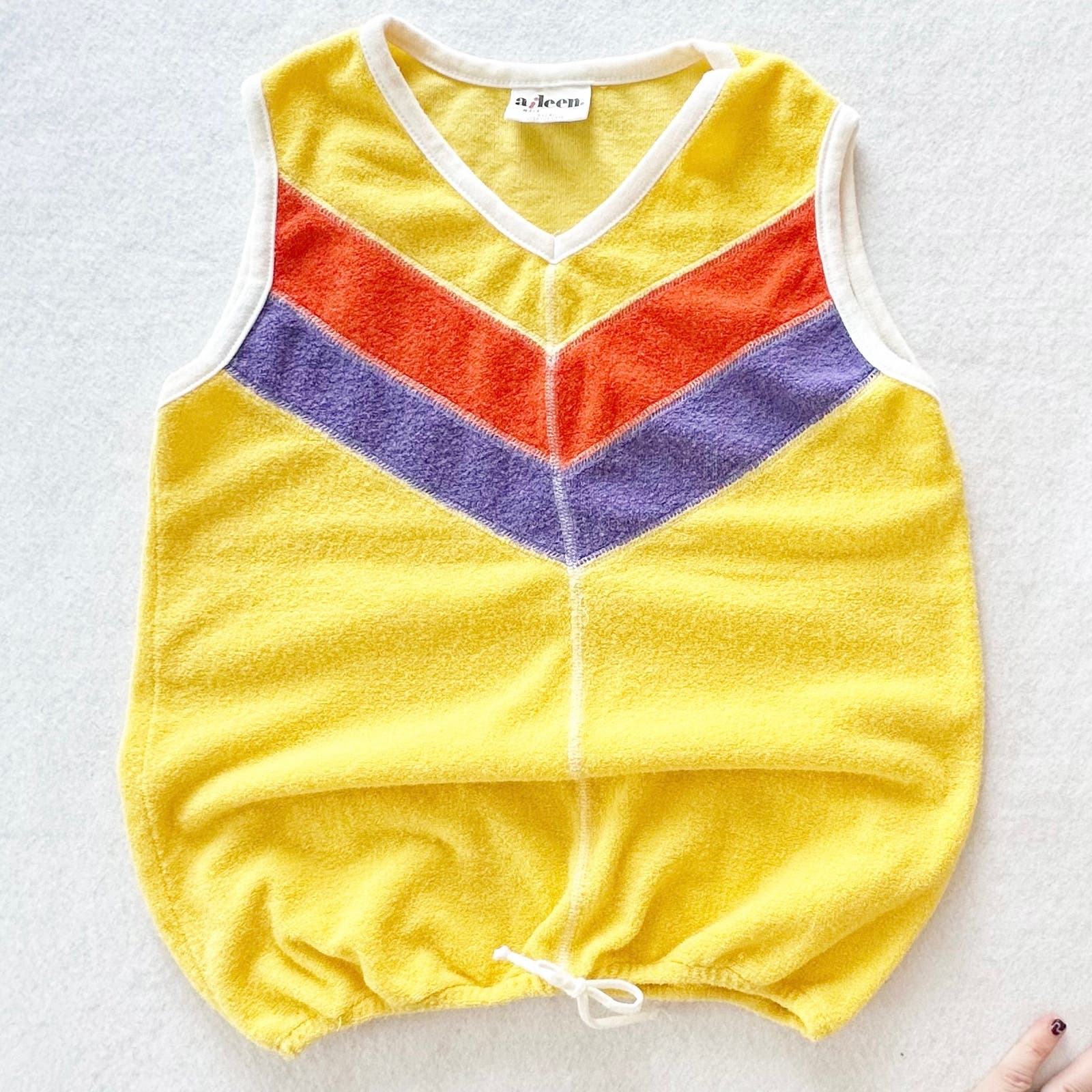 Vintage Aileen Girl Terry Chevron Tank: 10y? - Yellow Clover Vintage Kids Clothes
