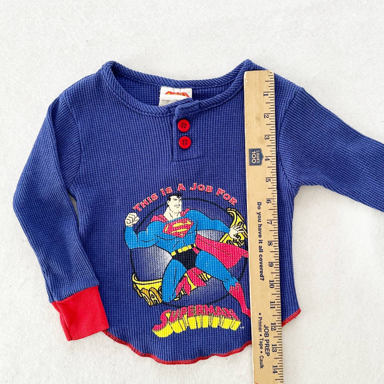 Vintage Superman Thermal Long Sleeve Tee: 2T - Yellow Clover Vintage Kids Clothes