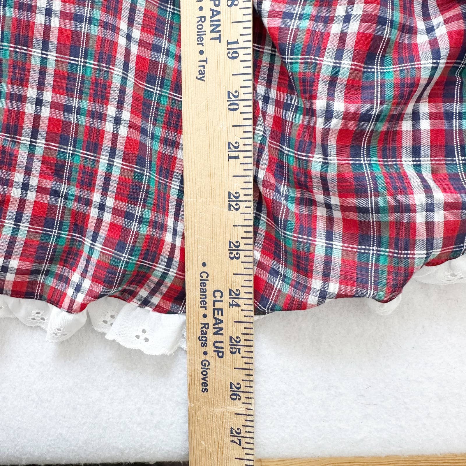 Vintage Sandy’s Girls Plaid Eyelet Twirl Skirt Dress: 6y - Yellow Clover Vintage Kids Clothes