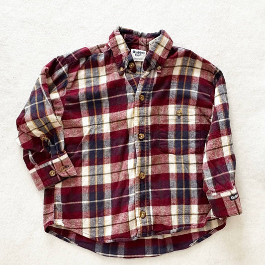 Vintage OshKosh Plaid Flannel Button Down Shirt: 4T - Yellow Clover Vintage Kids Clothes