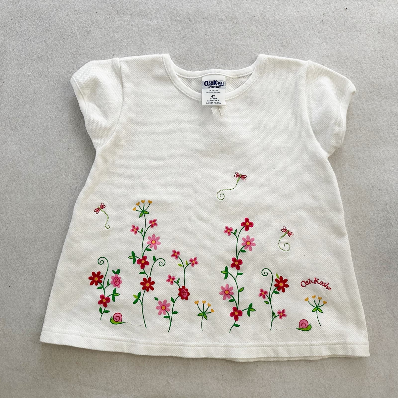 Vintage or Y2K OshKosh + Faded Glory Floral Girls Tee Bundle: 4T - Yellow Clover Vintage Kids Clothes