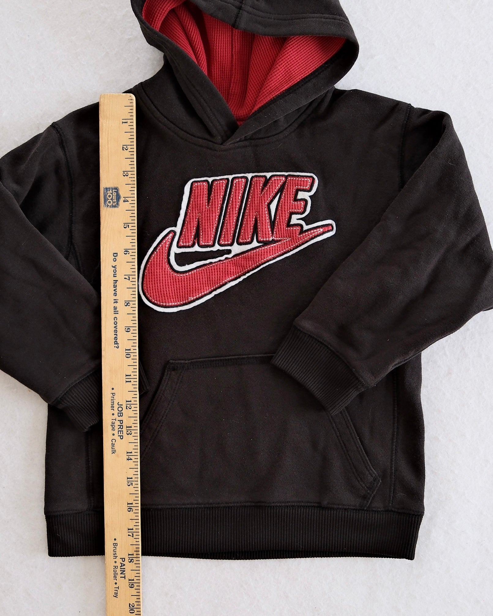 Y2K Nike black and red pullover hoodie with thermal fabric accents