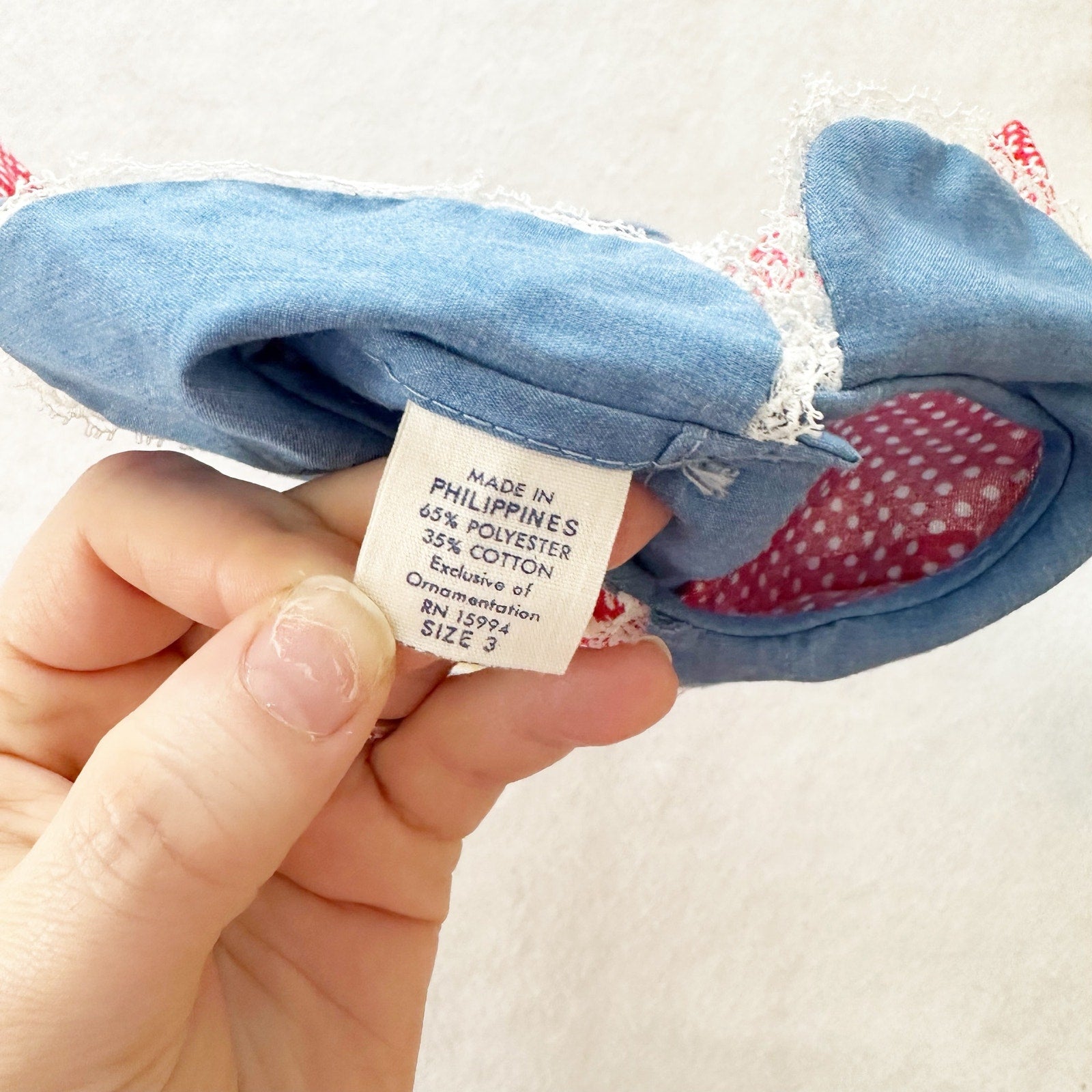 Vintage Girl + Kitty Chambray Appliqué Top: 24m - Yellow Clover Vintage Kids Clothes