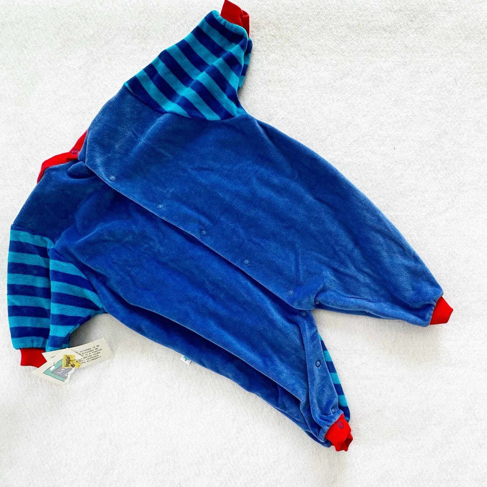 Vintage Little Me Velour Teddy Bear Striped Jumpsuit Romper: 12/18m? - Yellow Clover Vintage Kids Clothes