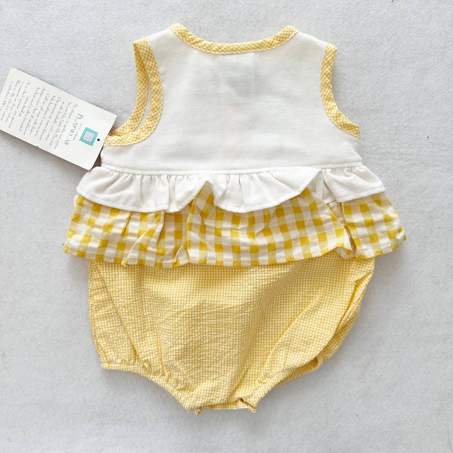 Vintage 90s or Y2K Little Me Chickens Seersucker Check Chickens Romper