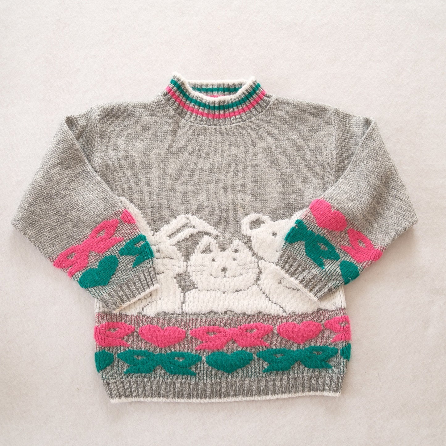 Vintage Bunny and Bear Hearts Sweater: 6y?