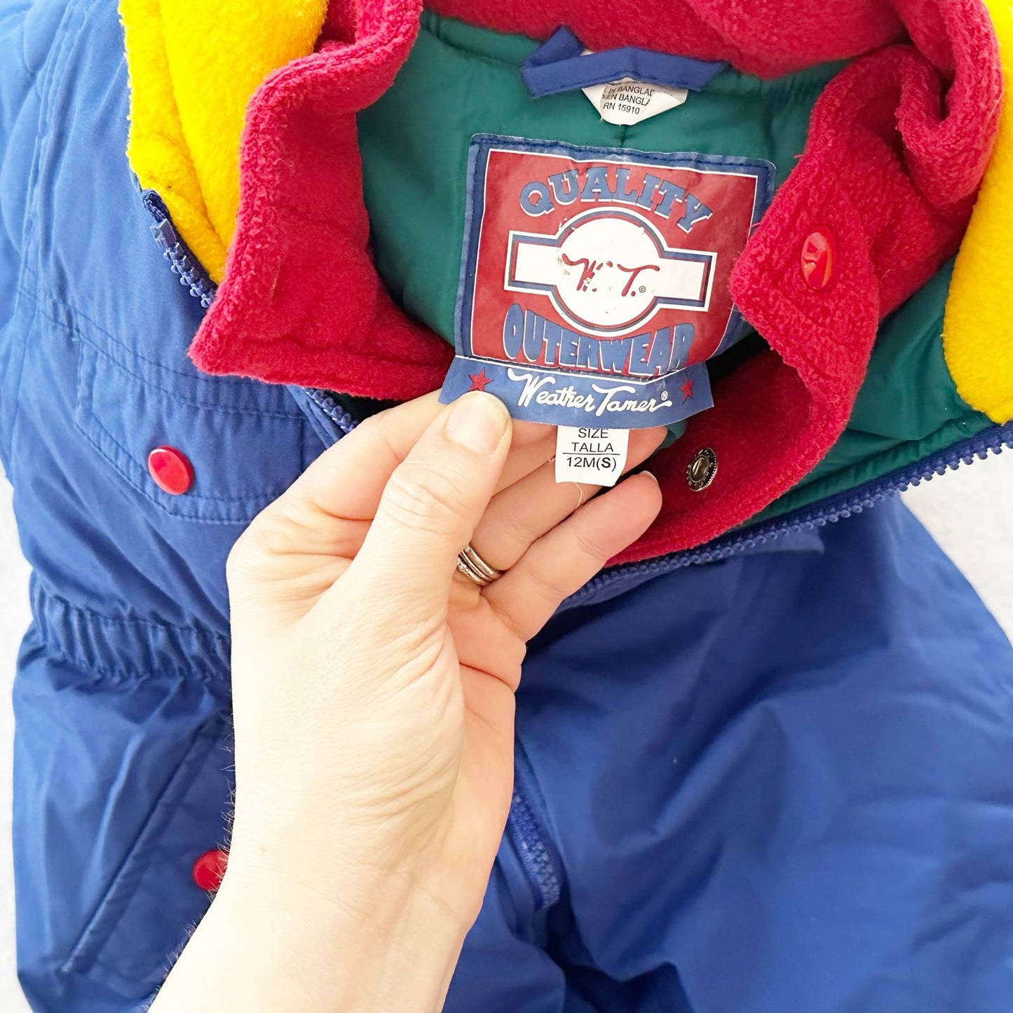 Vintage Weather Tamer Bear at Work Snowsuit Bunting: 12m+ - Yellow Clover Vintage Kids Clothes