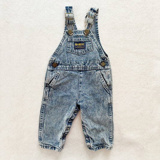 Vintage OshKosh Acid Wash Classic Cut Overalls: 9m