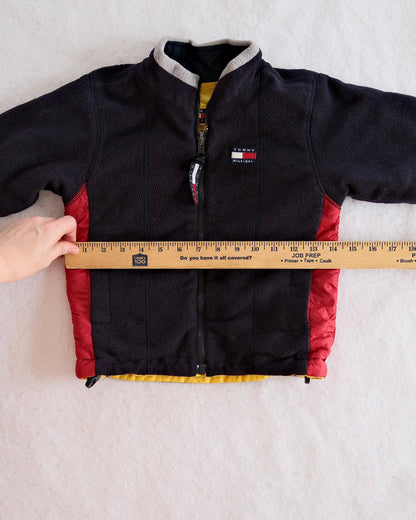 Vintage Tommy Hilfiger Reversible Navy + Yellow Fleece Jacket: 3T - Yellow Clover Vintage Kids Clothes