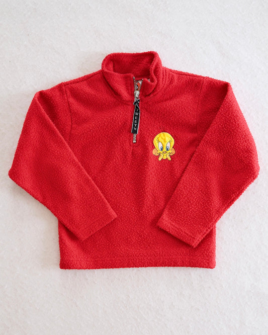 Vintage Looney Tunes Tweety Red Fleece Zip Pullover