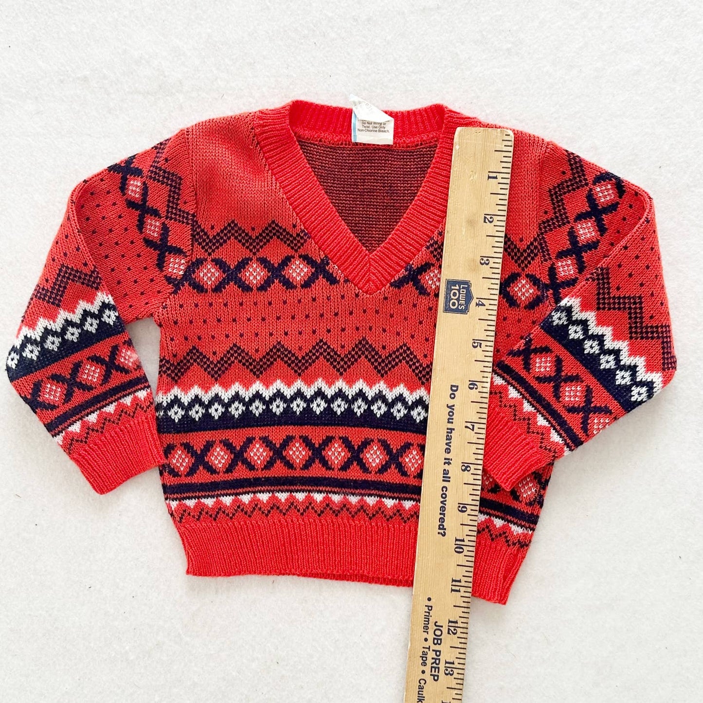 Vintage Unbranded Fair Isle Acrylic Sweater: 18m - Yellow Clover Vintage Kids Clothes