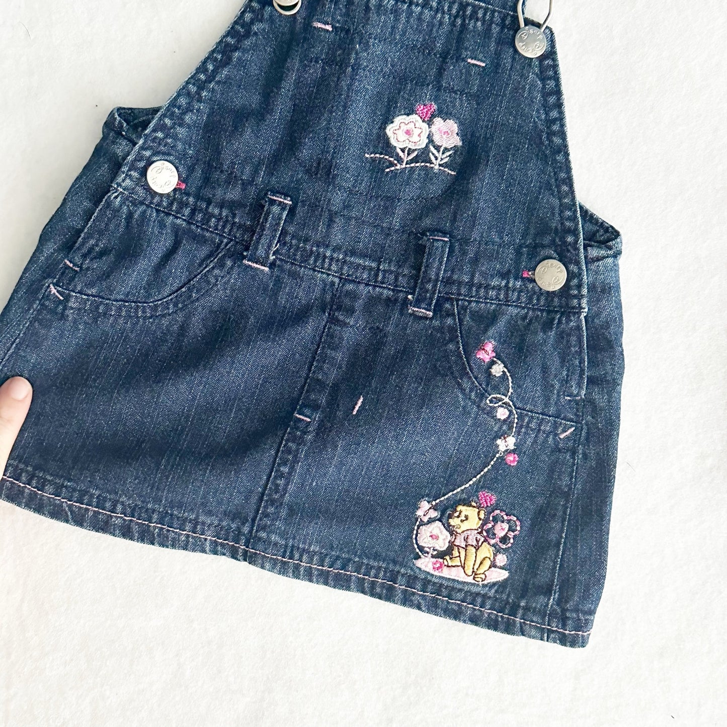 Y2K Disney Baby Pooh Embroidered Denim Skirtall: 6m