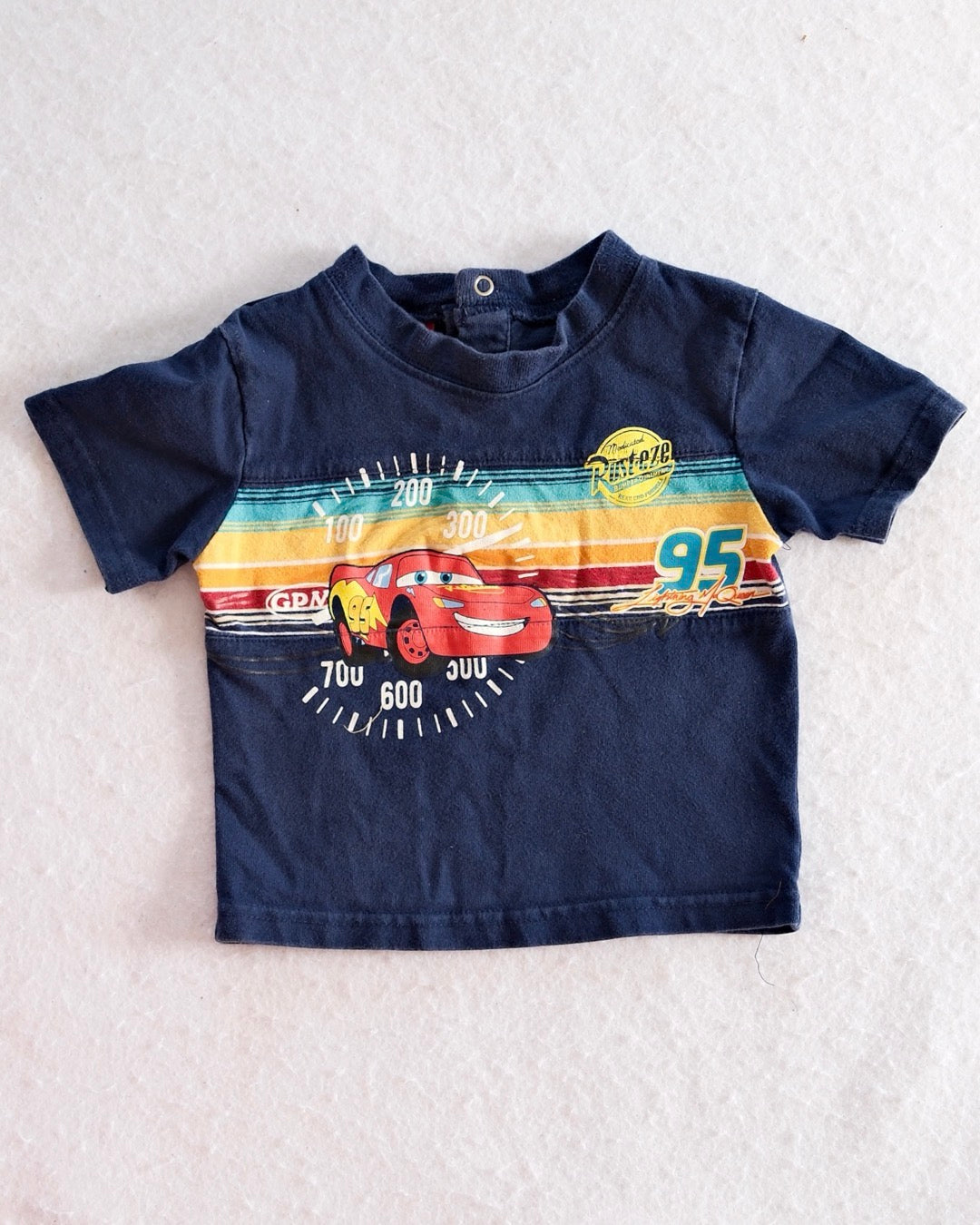 Y2K Disney Pixar Cats Lightning McQueen Tee: 12m - Yellow Clover Vintage Kids Clothes