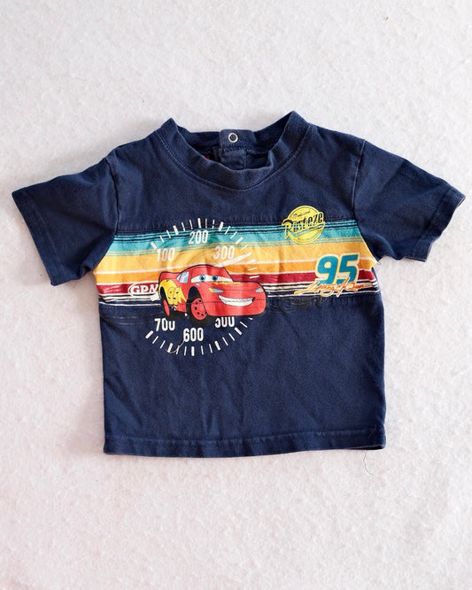 Y2K Disney Pixar Cats Lightning McQueen Tee: 12m - Yellow Clover Vintage Kids Clothes