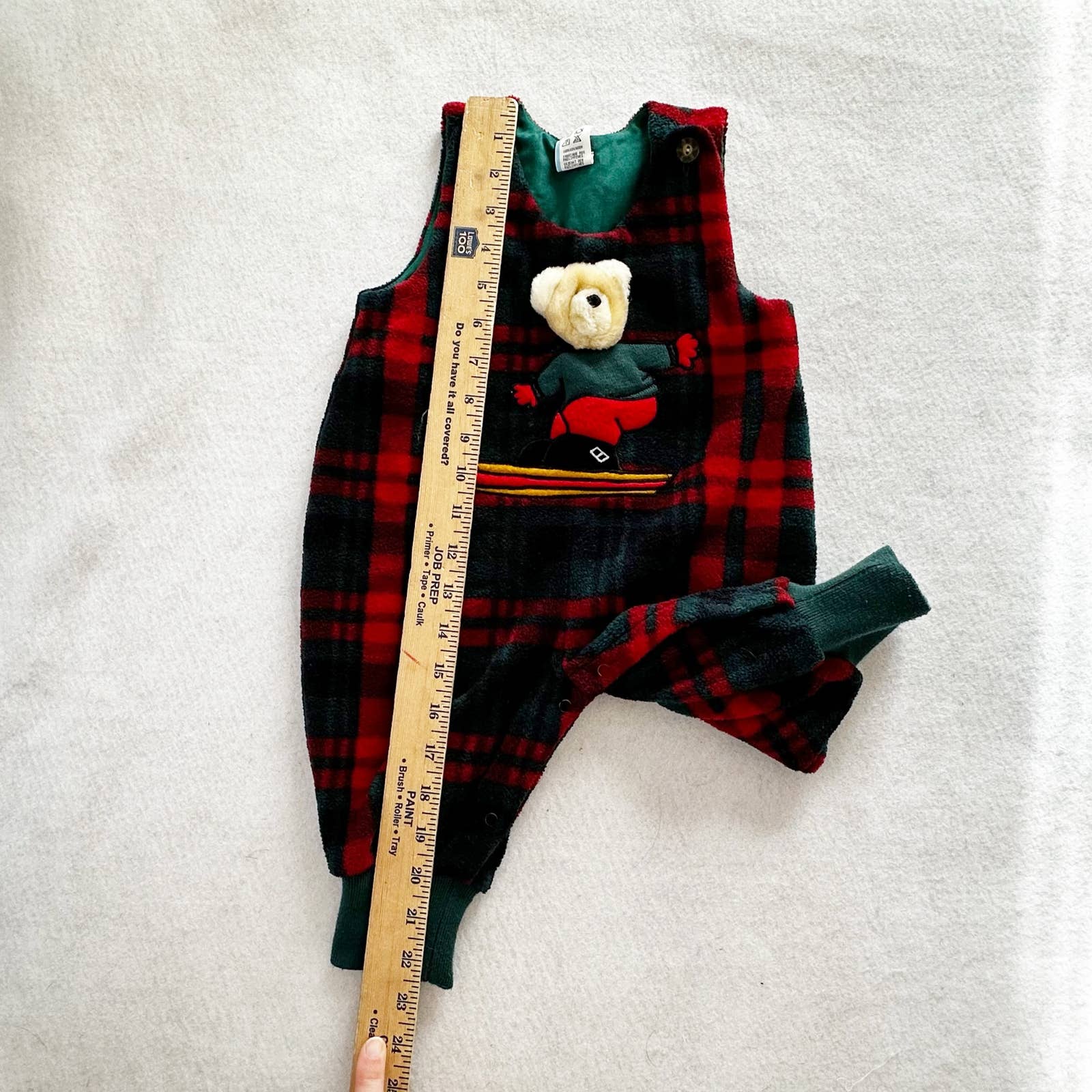 Vintage Unbranded Plush Teddy Bear Ski Romper: 12m? - Yellow Clover Vintage Kids Clothes