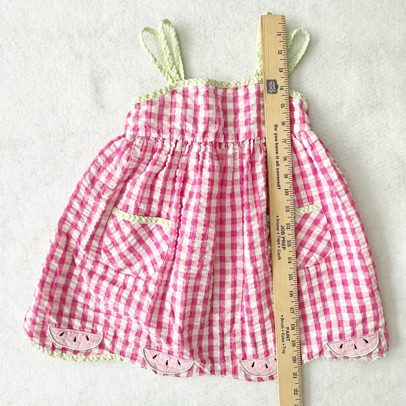 Y2K Samara Watermelon Pink Seersucker Dress: 4T - Yellow Clover Vintage Kids Clothes