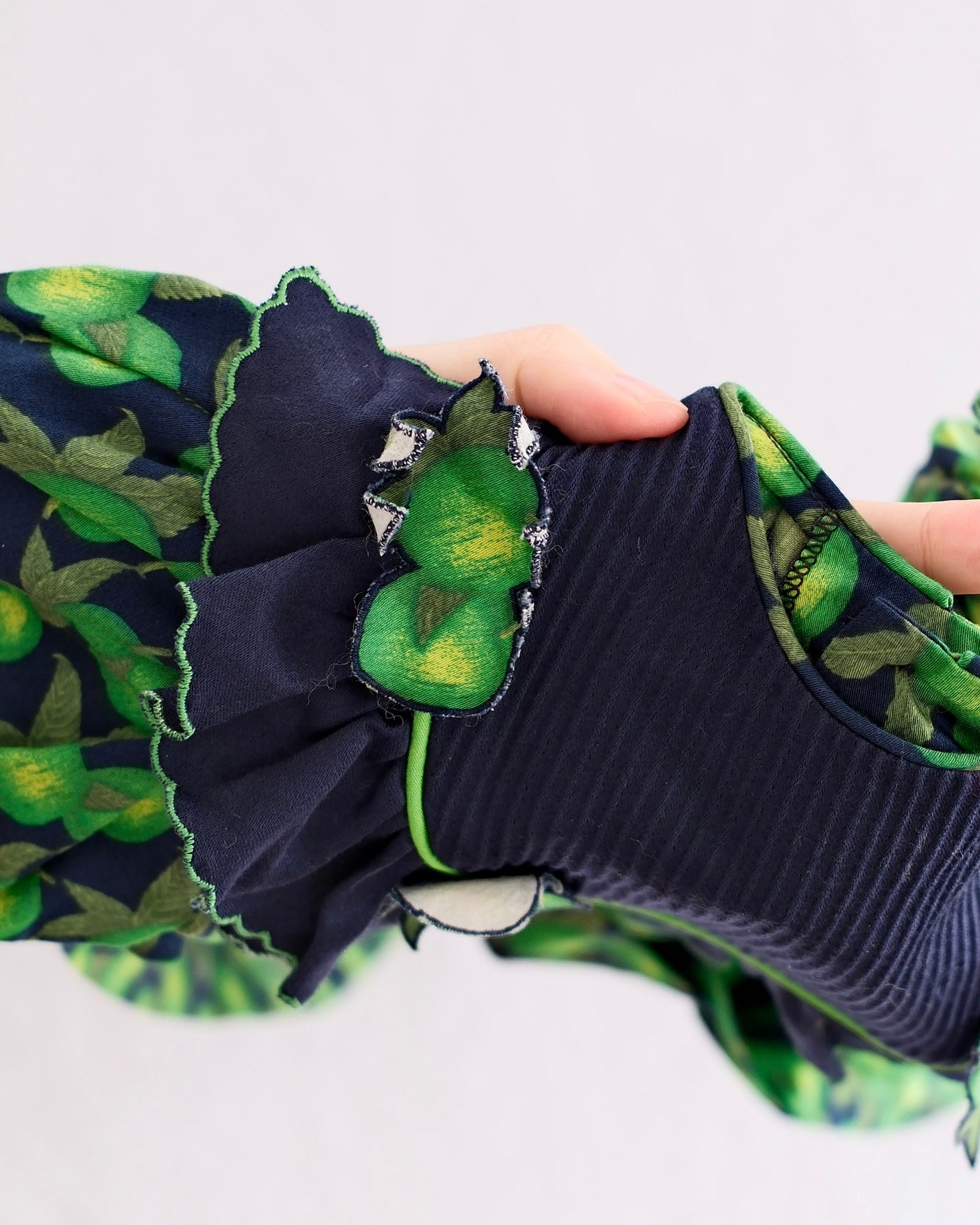 Vintage Spanish Green Apple Print Dress: 3T