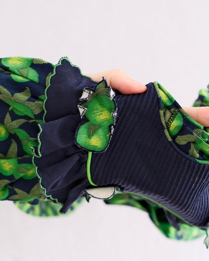 Vintage Spanish Green Apple Print Dress: 3T - Yellow Clover Vintage Kids Clothes