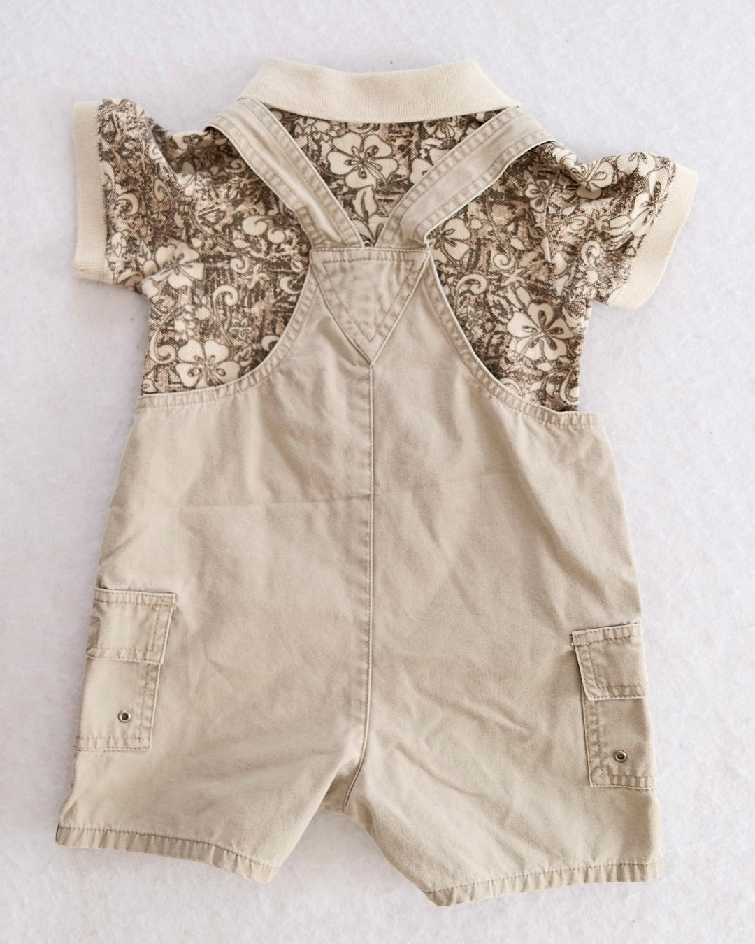Vintage Old Navy Shortalls + Cherokee Polo Bodysuit: 18m - Yellow Clover Vintage Kids Clothes