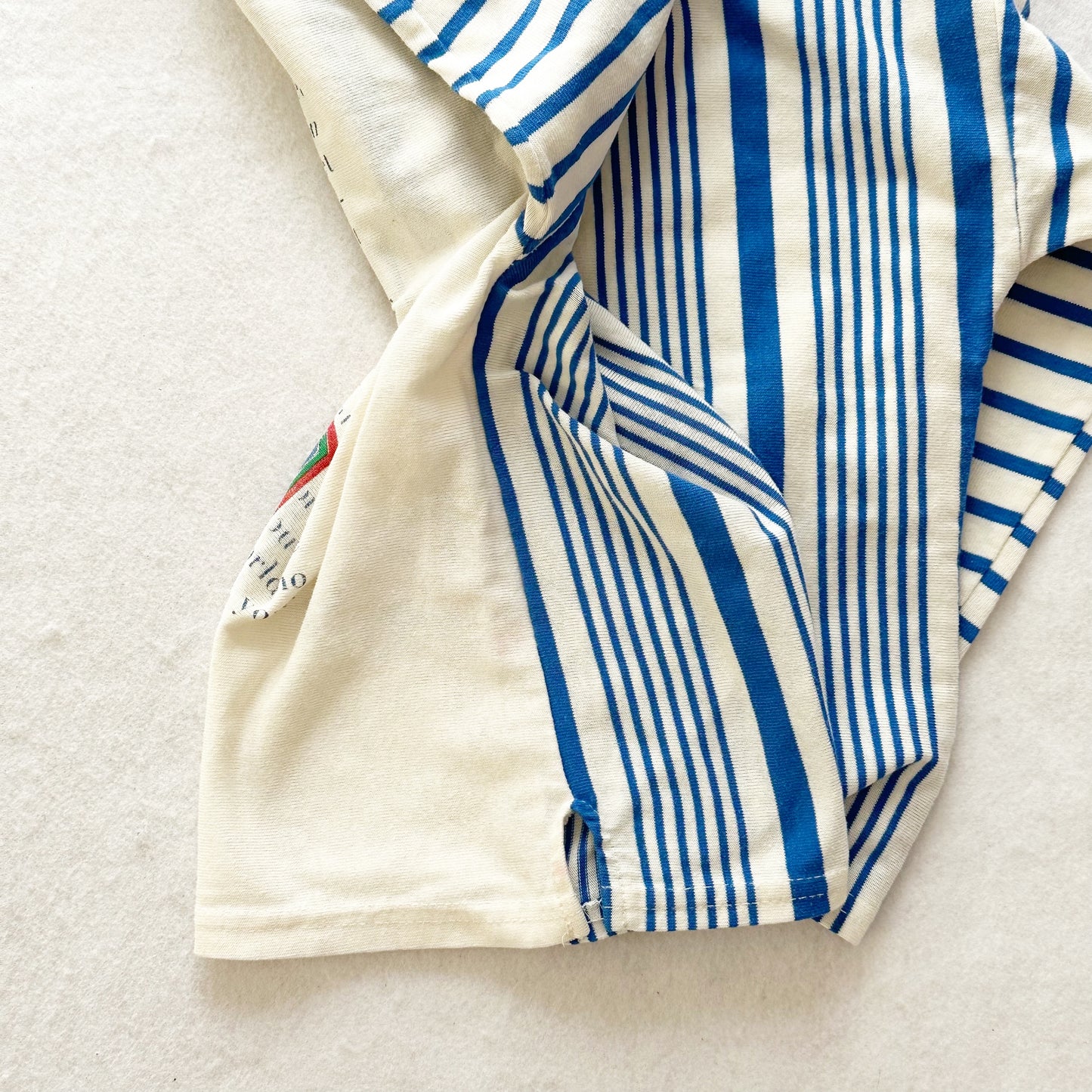 Vintage Buster Brown Travel Theme Striped Tee: 6y? - Yellow Clover Vintage Kids Clothes