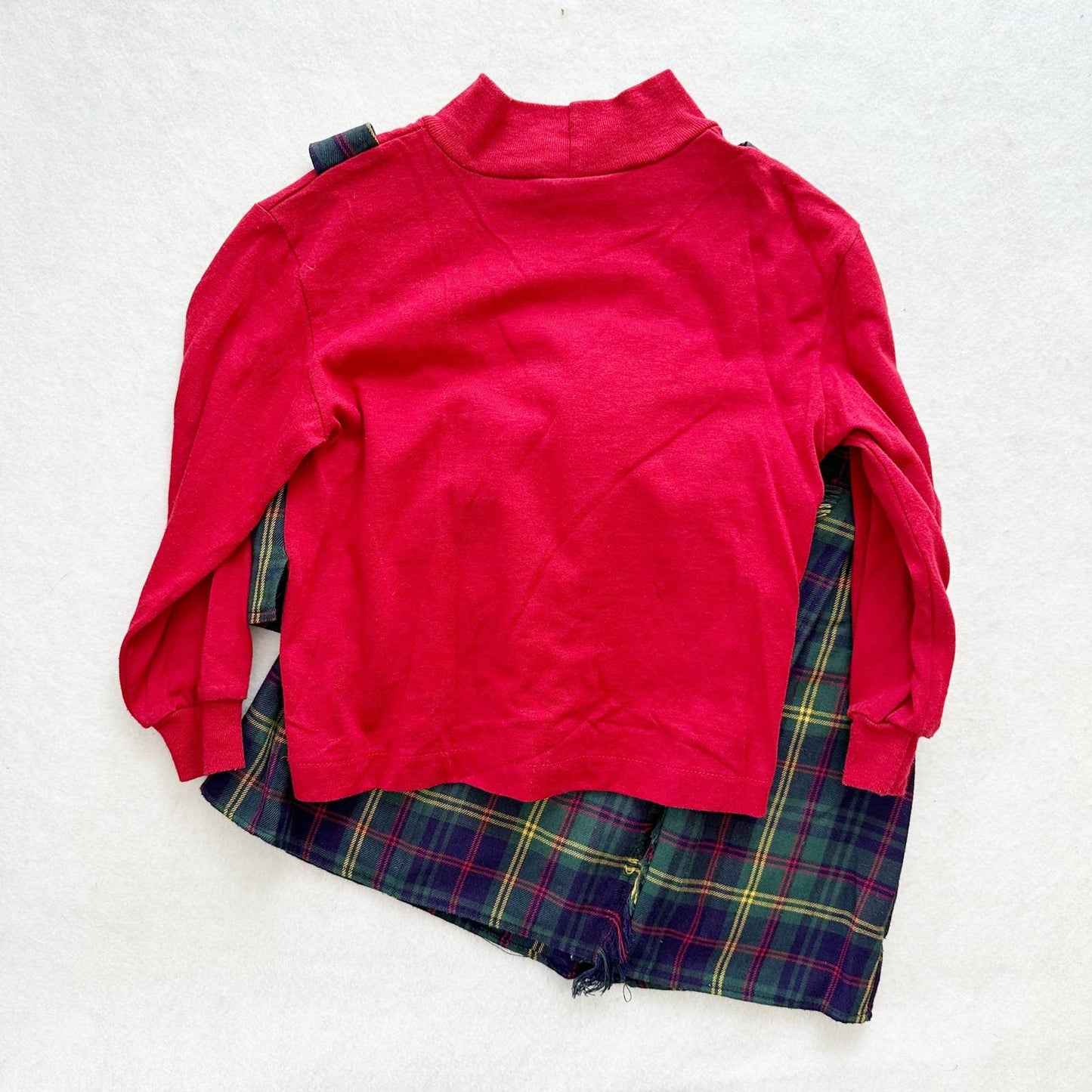 Vintage Young Vibes Tartan Vest and Skirt Set: 6/7y? - Yellow Clover Vintage Kids Clothes