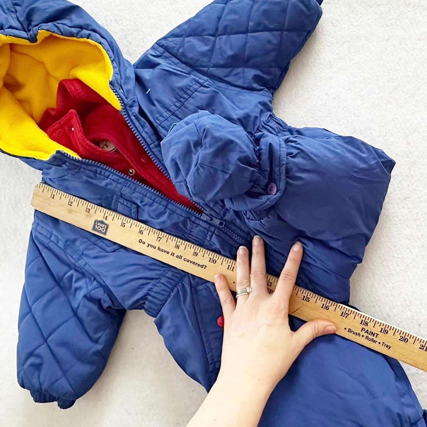 Vintage Weather Tamer Bear at Work Snowsuit Bunting: 12m+ - Yellow Clover Vintage Kids Clothes