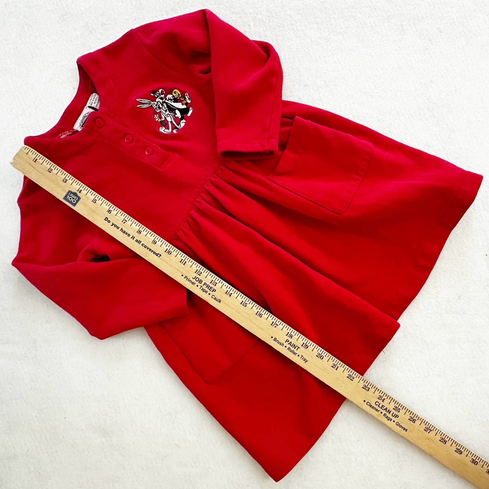 Vintage Looney Tunes Characters Embroidered Sweatshirt Dress: 5T? - Yellow Clover Vintage Kids Clothes