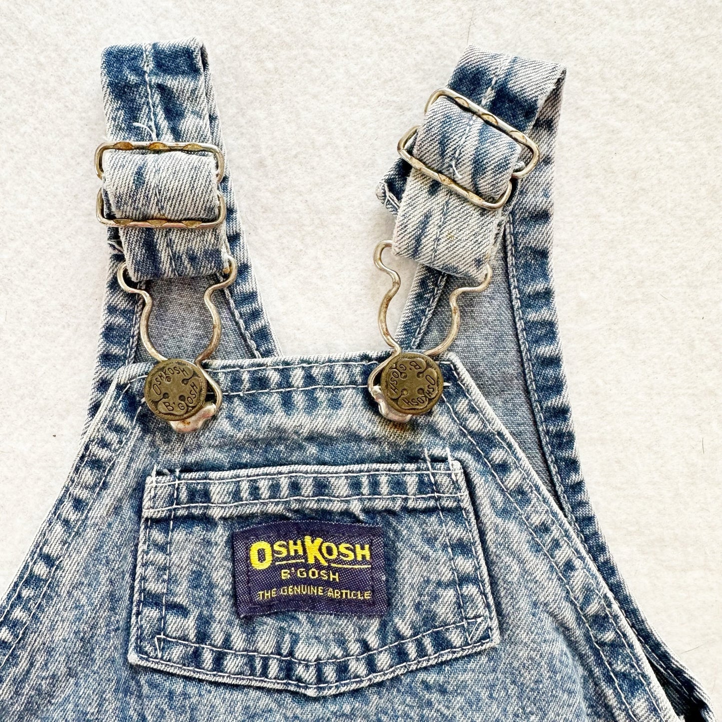 Vintage OshKosh Acid Wash Classic Cut Overalls: 9m