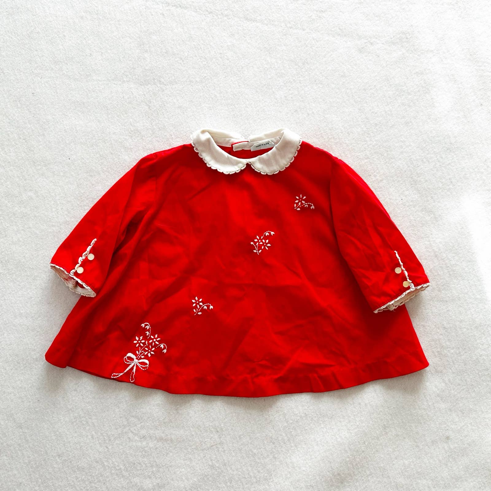 Vintage Nanette Embroidered Top: 12/18m - Yellow Clover Vintage Kids Clothes