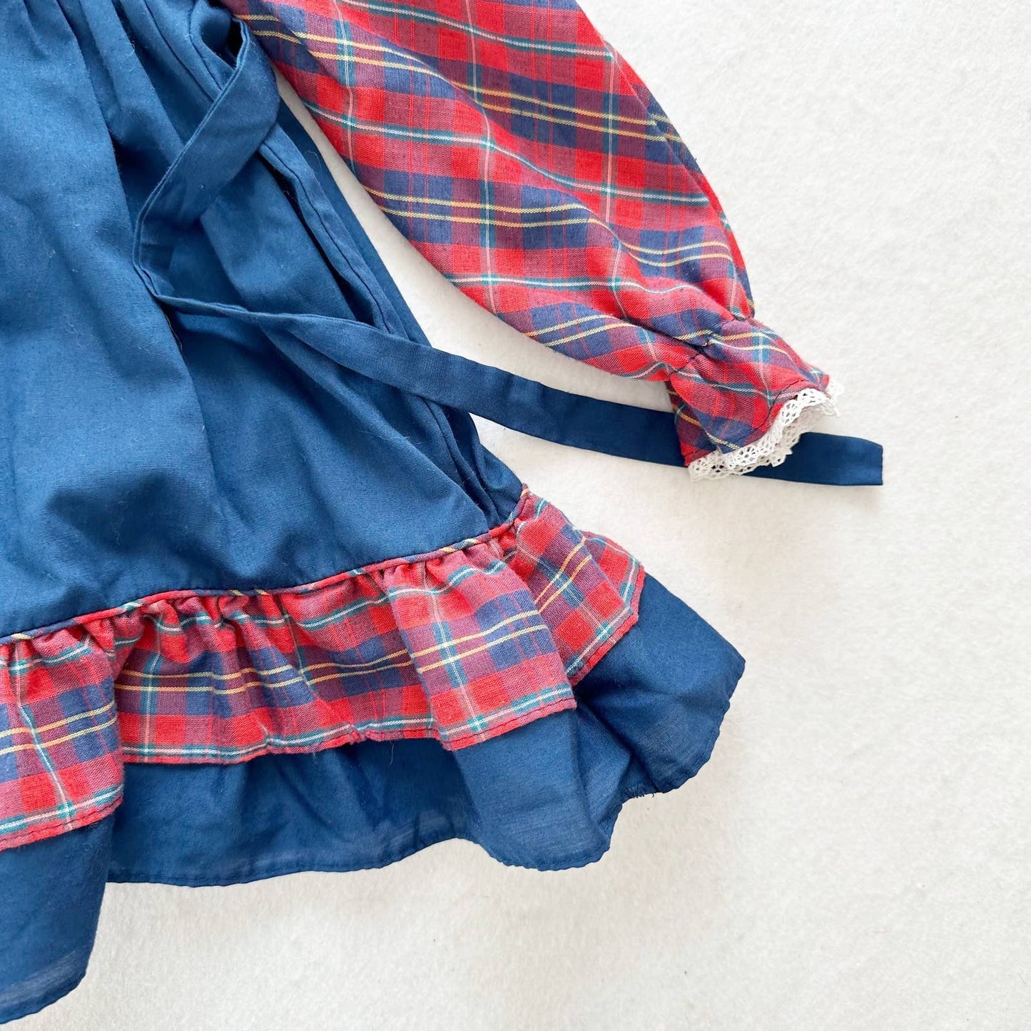 Vintage Polly Flinders Plaid Faux Pinafore Dress: 24m - Yellow Clover Vintage Kids Clothes