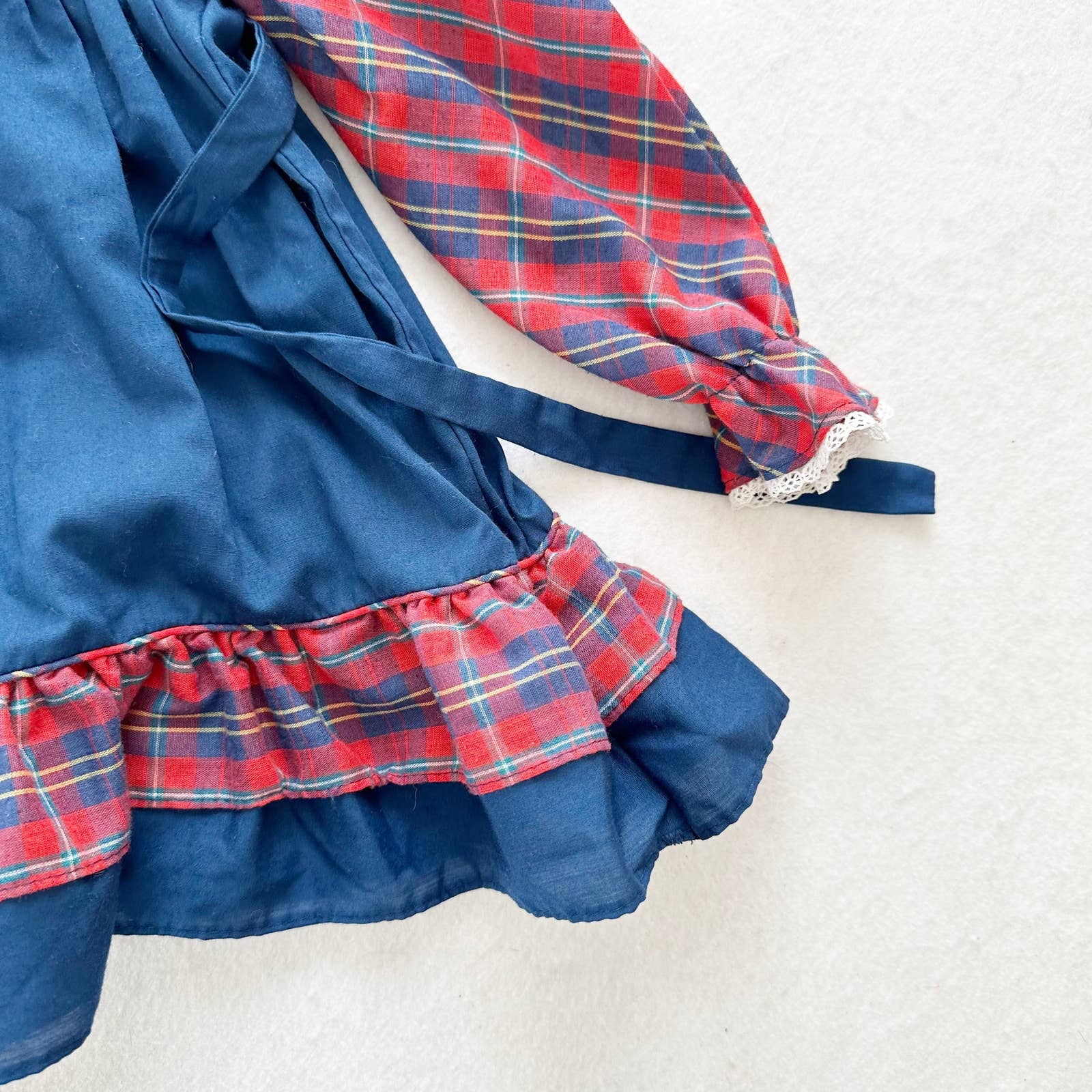 Vintage Polly Flinders Plaid Faux Pinafore Dress: 24m - Yellow Clover Vintage Kids Clothes