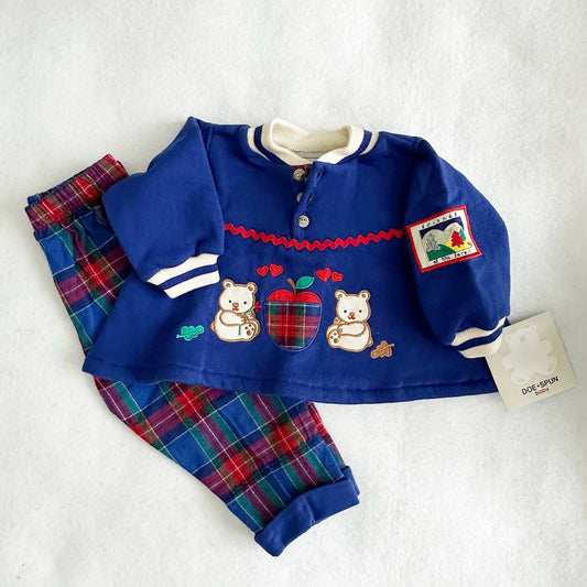 Vintage Deadstock Doe Spun Apple Bears Set: 12m?