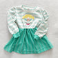 Vintage Healthtex Girl Appliqué Green Stripe Dress: 18/24m? - Yellow Clover Vintage Kids Clothes