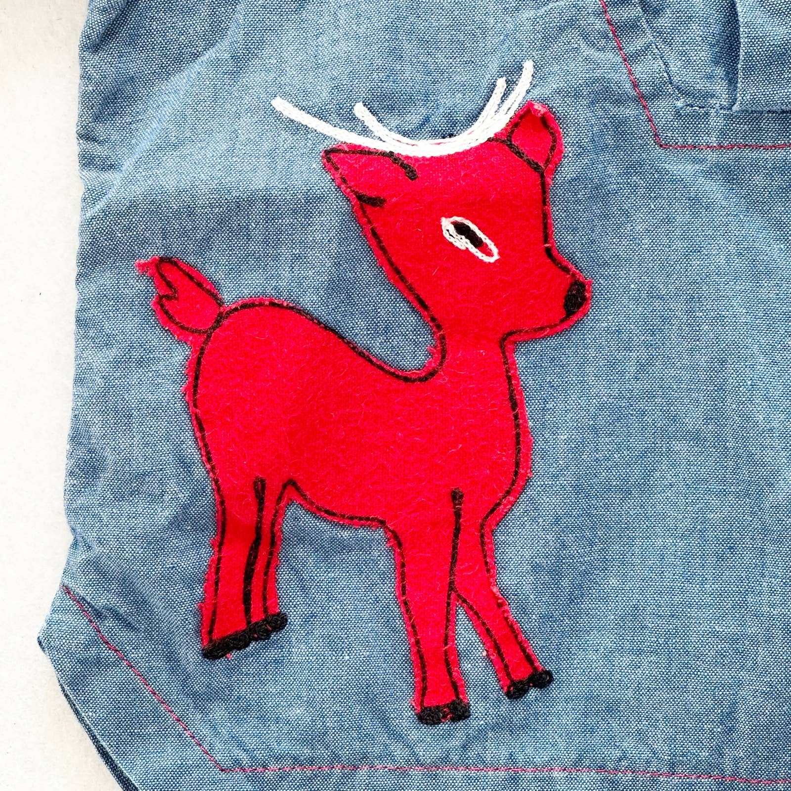 Vintage Wonderalls Deer Chambray Top: 18m? - Yellow Clover Vintage Kids Clothes