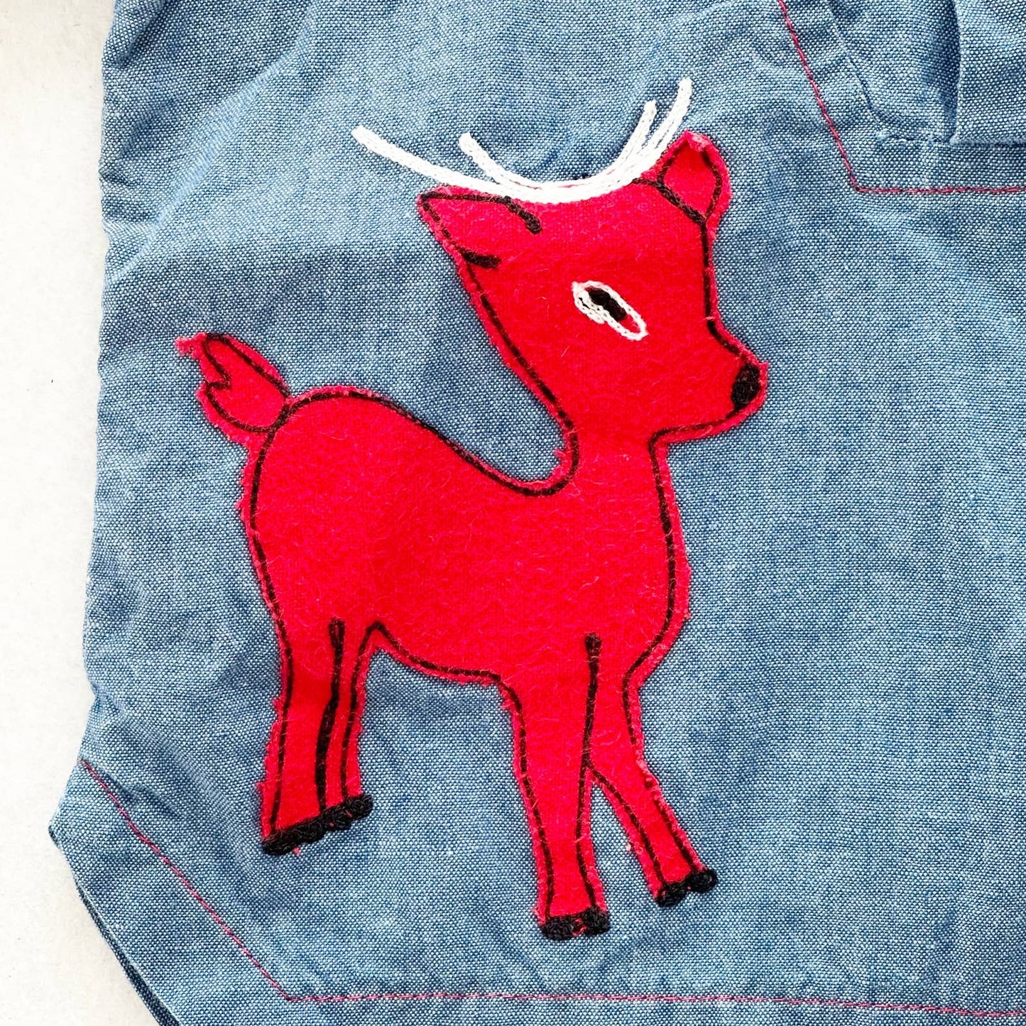 Vintage Wonderalls Deer Chambray Top: 18m? - Yellow Clover Vintage Kids Clothes