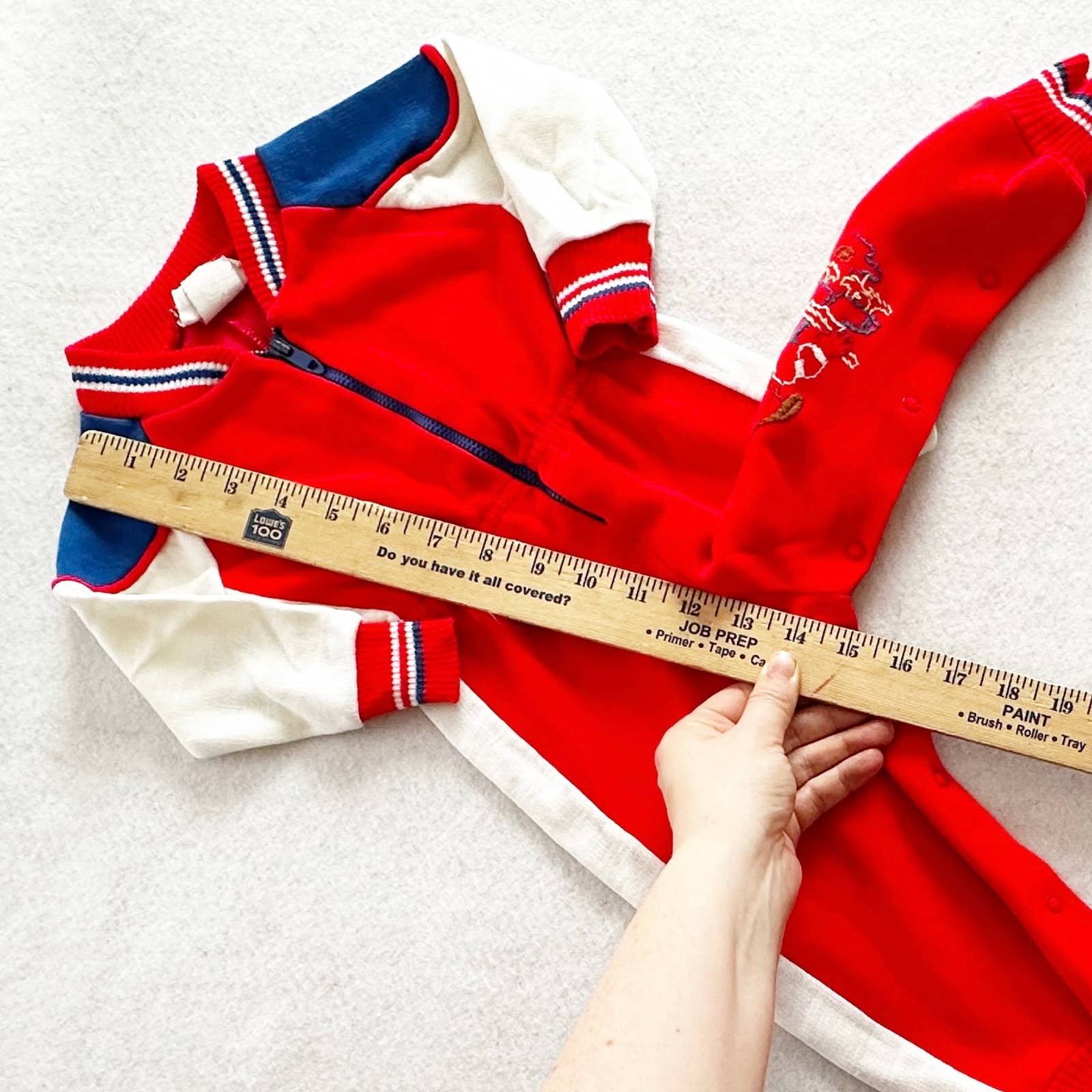 Vintage Bull Frog Knits Hockey Dog Embroidered Romper: 12m? - Yellow Clover Vintage Kids Clothes