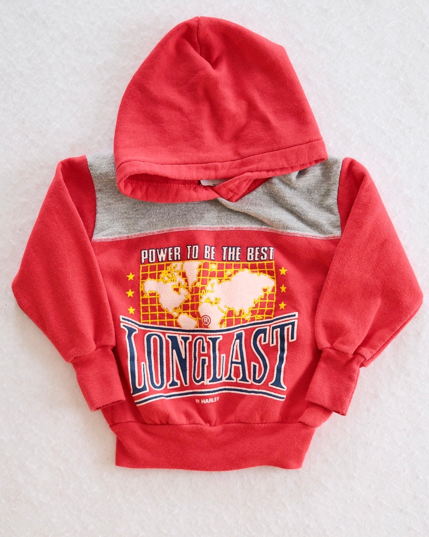 Vintage Longlast World Map Hooded Sweatshirt: 3T