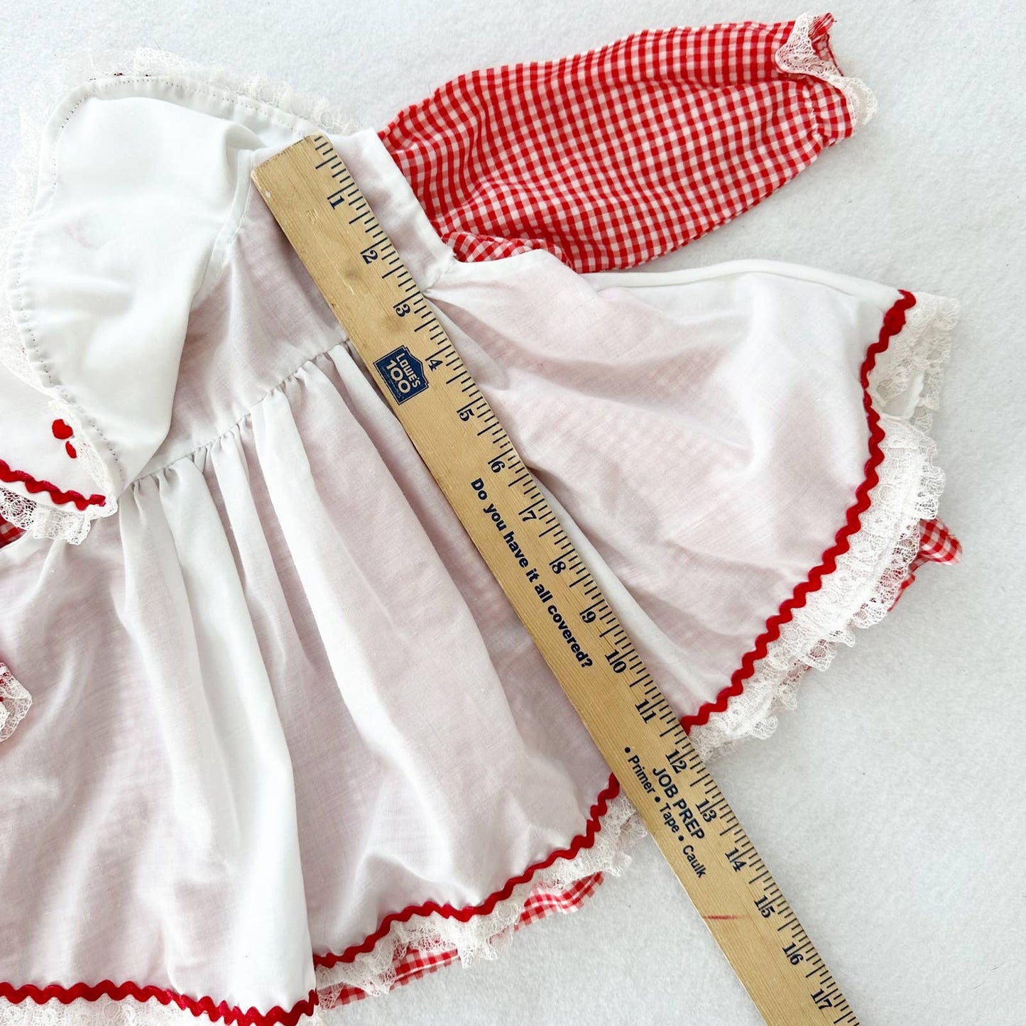 Vintage Cherry Gingham Pinafore Dress: 12m - Yellow Clover Vintage Kids Clothes