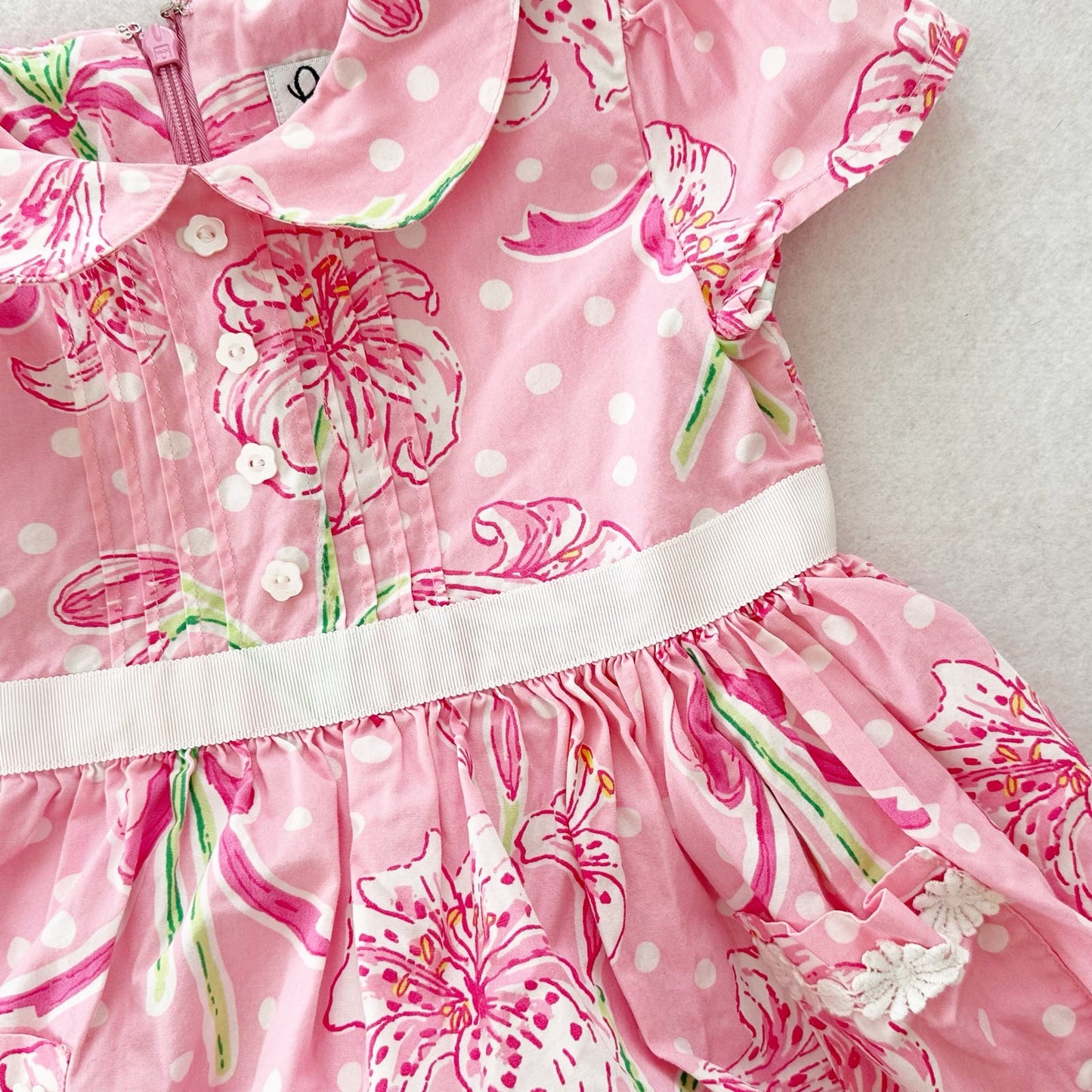 Y2K White Label Lilly Pulitzer Daylily Collared Dress - Yellow Clover Vintage Kids Clothes