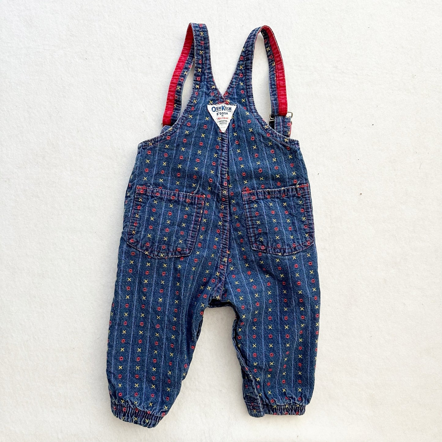 Vintage OshKosh XO Denim Woven Suspender Pants: 12m?