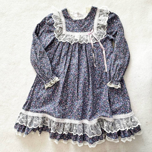 Vintage Bryan Lilac Calico Ditsy Floral Dress: 6y - Yellow Clover Vintage Kids Clothes