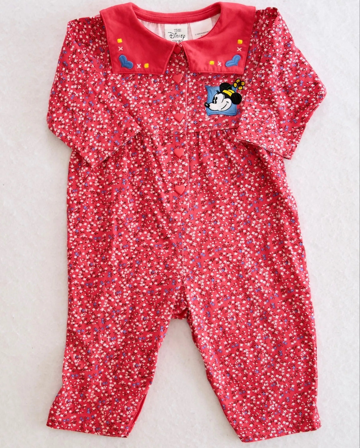 Vintage Disney Store Minnie Embroidered Floral Romper: 24m