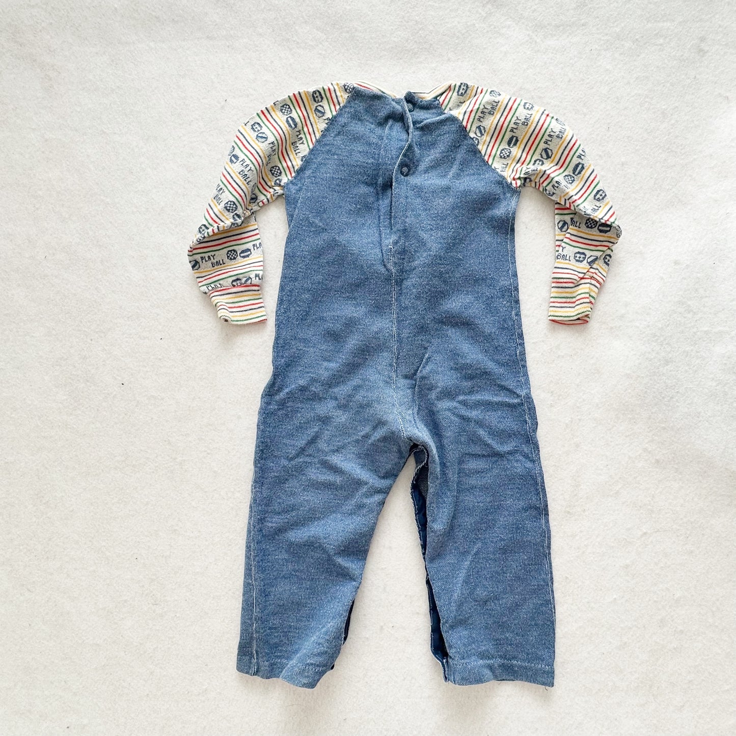 Vintage Play Ball Jumpsuit Romper: 12m? - Yellow Clover Vintage Kids Clothes