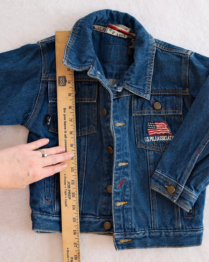 Y2K US Polo Association Embroidered Denim Jacket: 4T - Yellow Clover Vintage Kids Clothes