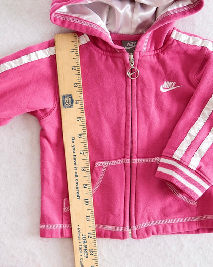Y2K Nike Satin Stripes Zip Hooded Sweatshirt: 24m - Yellow Clover Vintage Kids Clothes