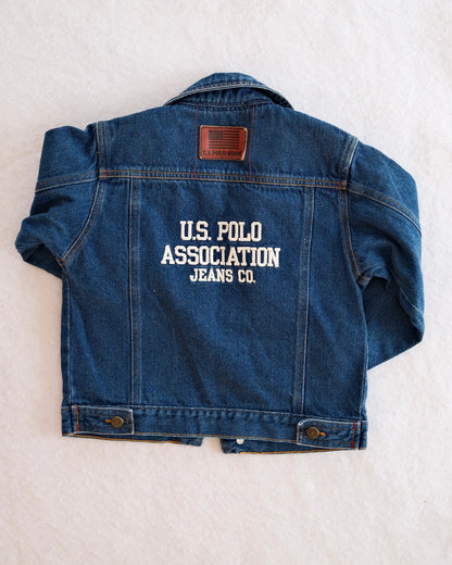 Y2K US Polo Association Embroidered Denim Jacket: 4T - Yellow Clover Vintage Kids Clothes