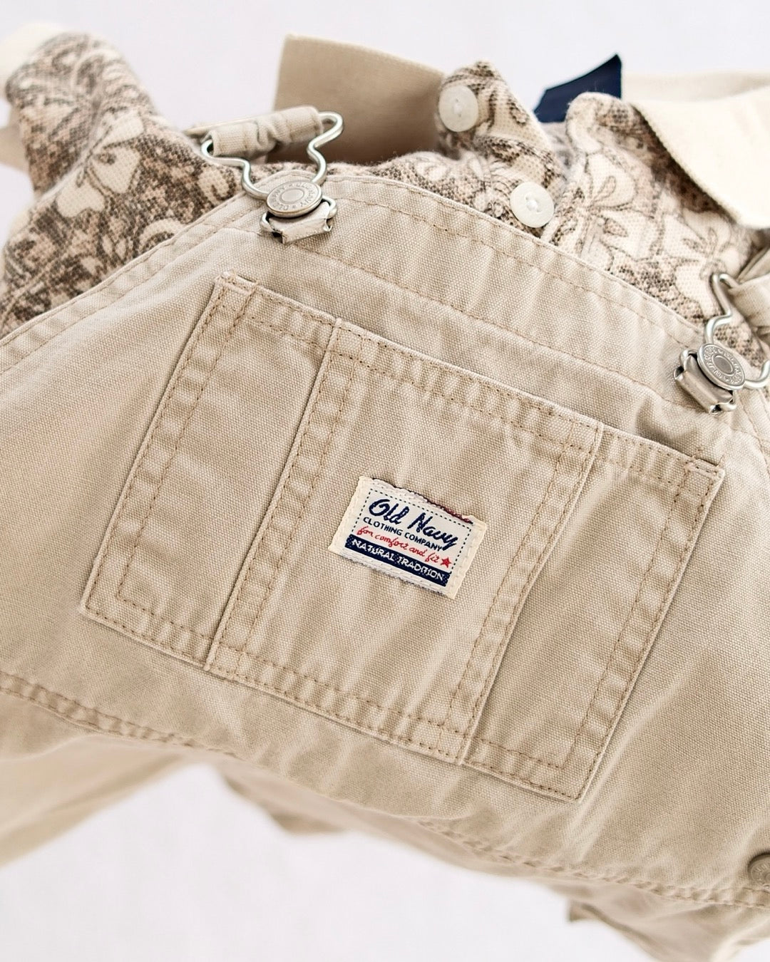 Vintage Old Navy Shortalls + Cherokee Polo Bodysuit: 18m - Yellow Clover Vintage Kids Clothes