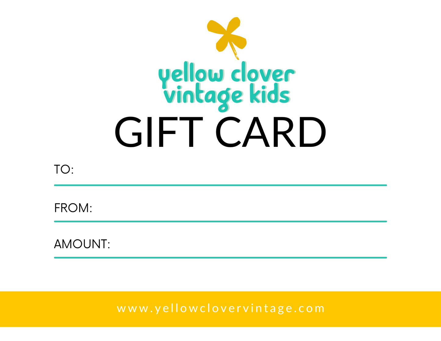 Yellow Clover Vintage Kids gift card - Yellow Clover Vintage Kids Clothes