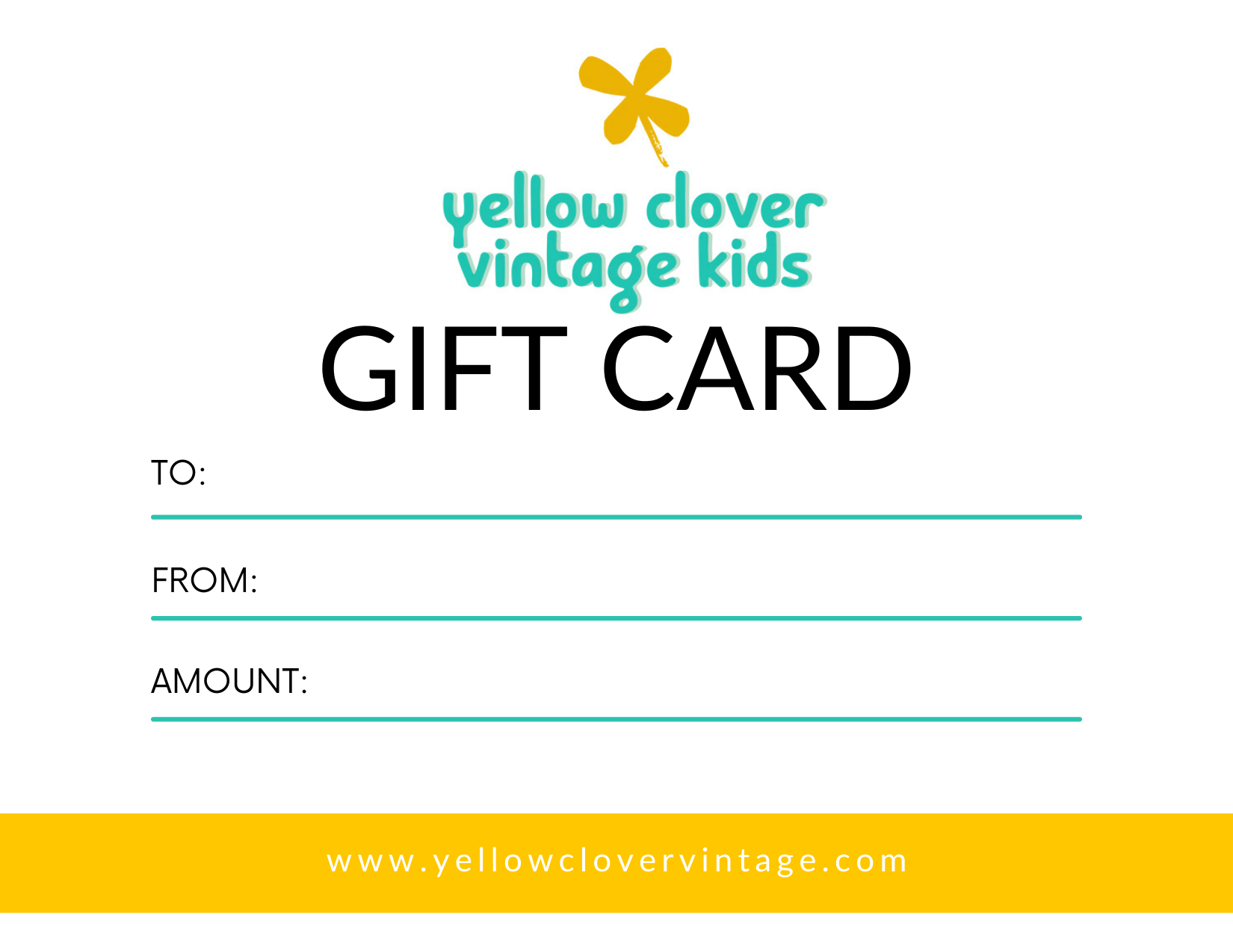 Yellow Clover Vintage Kids gift card - Yellow Clover Vintage Kids Clothes