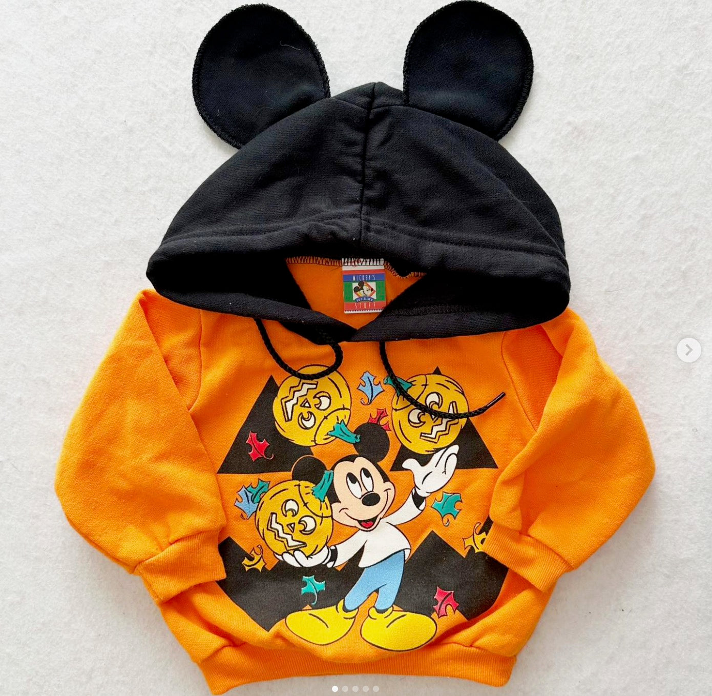 Vintage Mickey’s Stuff for Kids Halloween Ears Baby Hooded Sweatshirt - Yellow Clover Vintage Kids Clothes